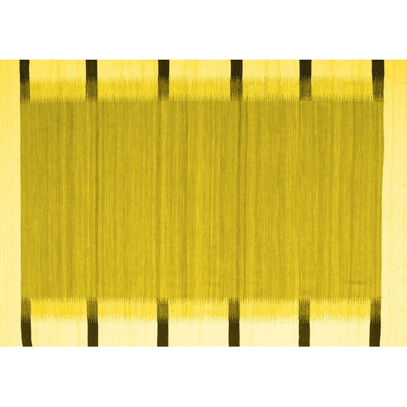 Ahgly Company Indoor Rectangle Abstract Yellow Contemporary Area Rugs, 6' x 9'