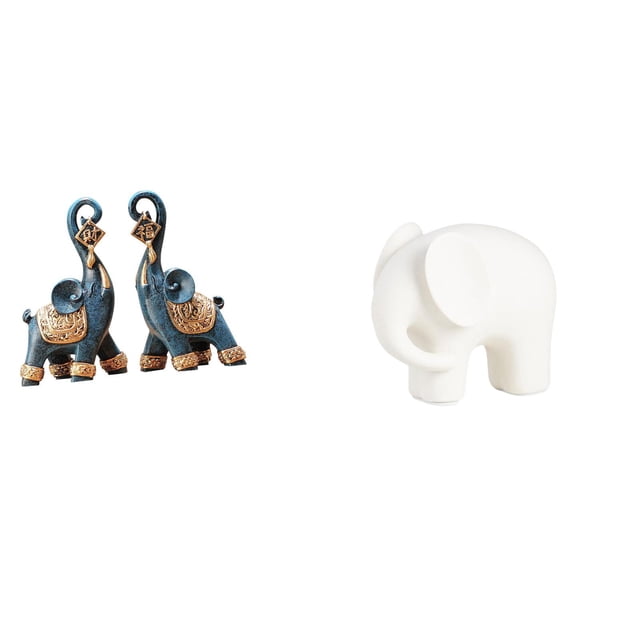 Figura De Elefante De Cerámica Y Resina Moderna, Escultura Decorativa, Artesanía, Estatua Coleccionable Con Almohadillas Antideslizantes Para Escritorio, Estantería, Hogar, Oficina, Mesa,