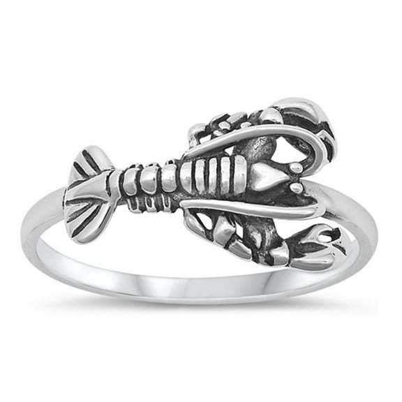 Fashion Lobster Ring .925 Sterling Silver Ocean Beach Band Jewelry Female Male Unisex Size 9