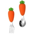thumbnail image 1 of WHAMVOX 2Pcs Toddler Eating Silverware Silicone Orange Forks For On-the-Go Use, 1 of 8