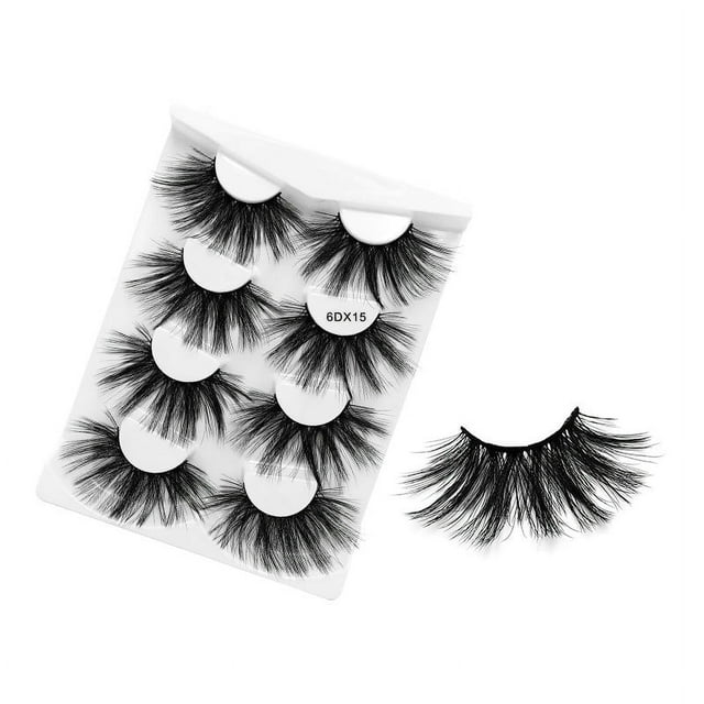 Zhuge 8 pares de pestañas de visón tenues, pestañas postizas de volumen 6D de aspecto natural, 6DX15