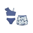 thumbnail image 3 of Yanarno Filles Enfants 3 Pcs Maillot anti-UV à Imprimé d'Arbres Tropicaux Sans Manches Protection Solaire Tenue de Plage Maillot de Bain Bleu Poussière 8, 3 of 5