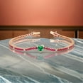 thumbnail image 2 of 925 Silver Lab Ruby Round With Lab Emerald Heart And White Zirconia Tennis Bracelet,July Birthstone Bracelet,Layering Bracelet For Women, 2 of 3