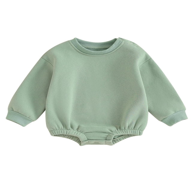 Combinaison pour Bébé Garçon Fille en Molleton, Chandail à Col Rond, Combinaison, Uni, Manches Longues, Chandail Bouffant, Cache-Couche, Tenue d'Automne Hiver