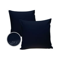 Pack of 2 Outdoor Pillow Covers, Solid Color Dark Blue Waterproof Square Throw Pillowcase Cushion Decorative Pillow Covers for Couch Patio Tent, 24x24 in