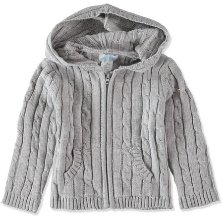 Baby Dove Hood Cable Zip Sweater Grey 18 Months