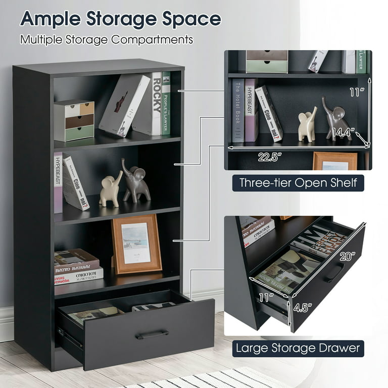 Costway 8-Tier Bookshelf Bookcase w/8 Open Compartments Space-Saving  Storage Rack Black