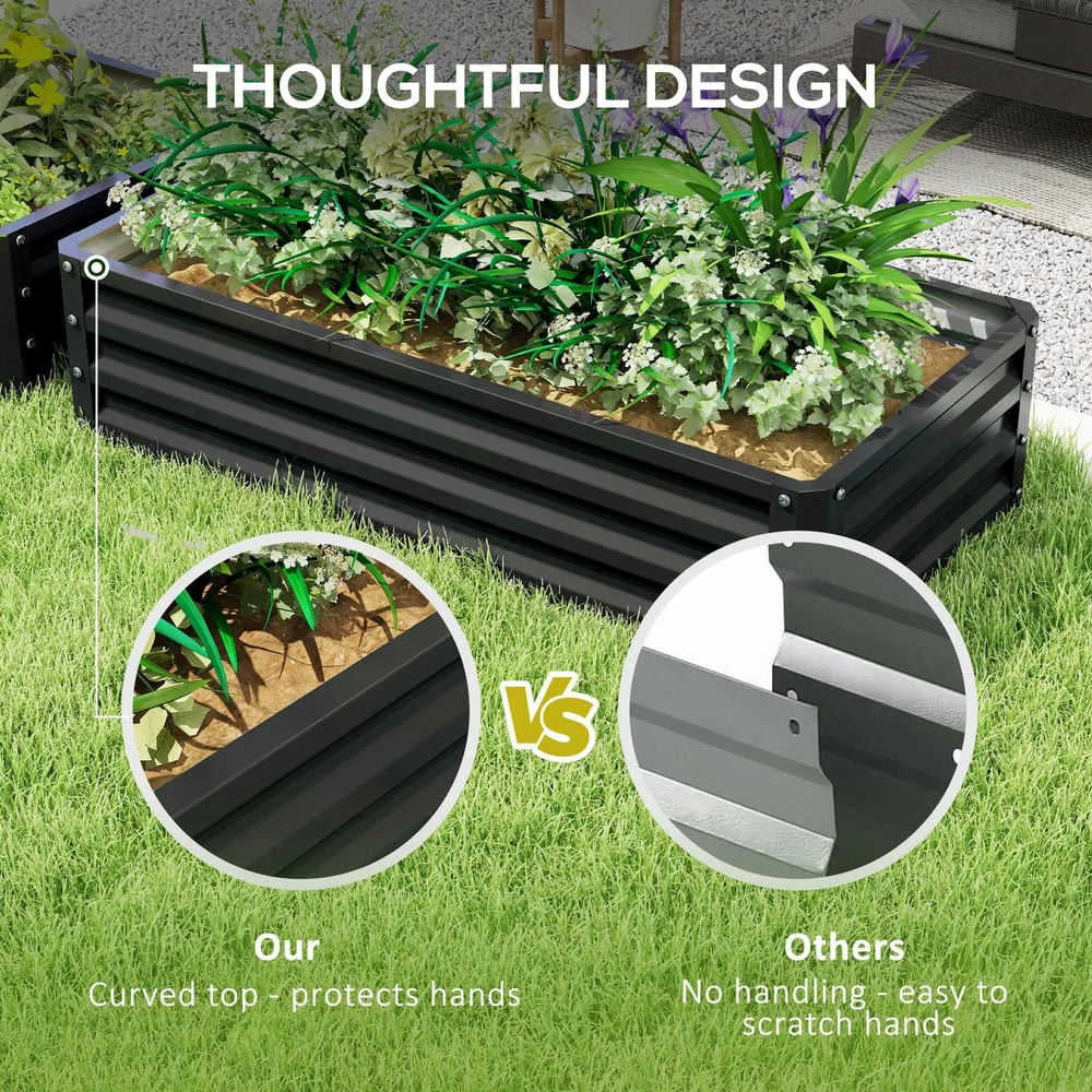 Spaco Galvanized Raised Garden Bed, 4' x 2' x 1' Metal Planter Box for Outdoor Growing Vegetables, Flowers, Herbs, Succulents, Gray