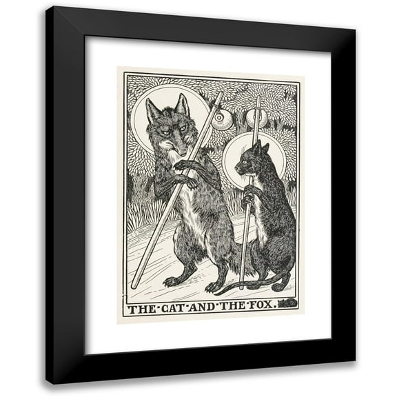 Percy J. Billinghurst 11x14 Black Modern Framed Museum Art Print Titled - The Cat and the Fox (1900)