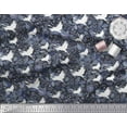 thumbnail image 2 of Soimoi Polyester Crepe Fabric Leaves,Floral & Princess Cat Bird Printed Fabric 1 Yard 42 Inch Wide, 2 of 3