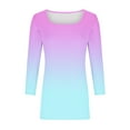 thumbnail image 7 of aidice Plus Size Tops for Women Casual Comfy Square Neck Shirts 3/4 Sleeve Gradient Color Tee Shirts, 7 of 7
