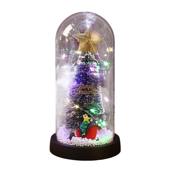Christmas Tree in Glass Dome Tabletop Christmas Tree Christmas Tree With Lights in Glass Dome For Xmas Home indoor Room Christmas Decorations Desktop Tech Gadgets First Birthday Decorations For Boy