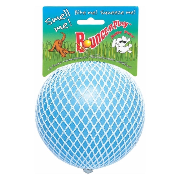 Jolly Pets Bounce-n-Play Jolly Ball Dog Toy, 4.5", Light Blue