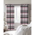 thumbnail image 3 of Pink Black Plaid Blackout Curtains 45 Inches Long for Bedroom, Farmhouse Pink Black Checkered Thermal Insulated Room Darkening Black Out Window Curtain Panels Grommet Drapes for Living Room, 3 of 8