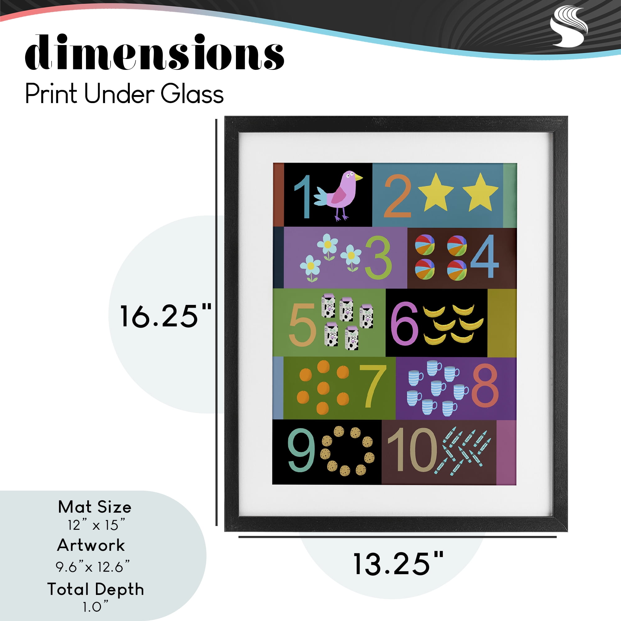 Learning To Count Chart Black Framed Print Under Glass, design by Carla Daly