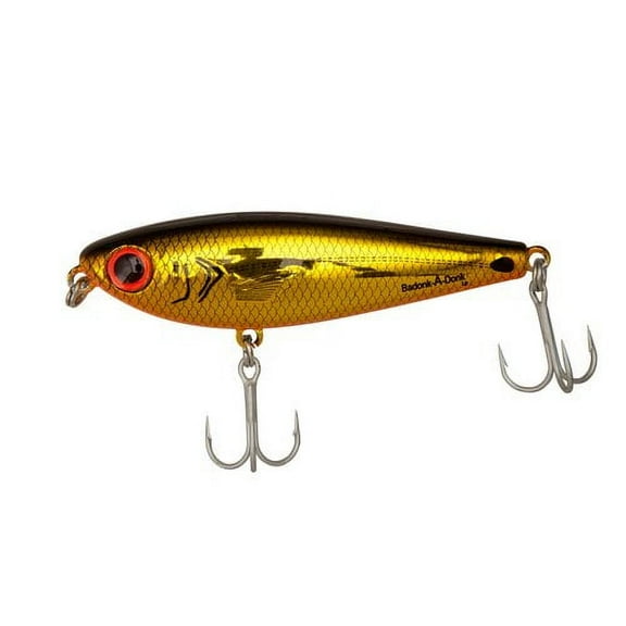 Bomber Badonk-A-Donk High Pitch Hard Baits 4" Gold Black Back Orange Belly 3/4 oz.