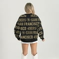 thumbnail image 3 of Women's Gameday Couture Black San Francisco 49ers Relaxed Drop Shoulder Hype Era Rhinestone Text Sweatshirt, 3 of 5