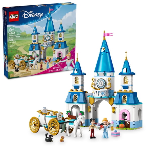 LEGO Disney Princess Cinderella's Castle & Horse Carriage Playset - Princess Castle Building Toy for Kids, Girls and Boys, Ages 6+ - with 2 Minidolls - Gift Idea for Birthdays - 43275