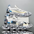 thumbnail image 3 of 2026 New/Men's Summer Breathable Low-Top Sneakers with Thick Cushioned Sole - Striped Mesh Sneakers for Running, Gym & Casual Wear -  Lace-Up Design, Active Lifestyle Lightweight Comfortable, Modern, 3 of 9