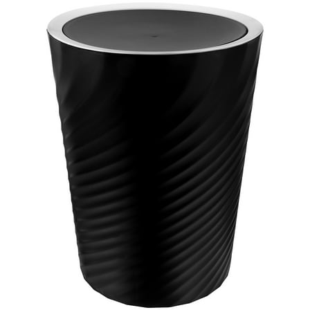 Homoyoyo Black Plastic Bathroom Trash Can with Lid, Small Waste Bin for Home, Office, Kitchen, and Compact