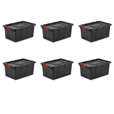 

15 Gallon Industrial Tote Plastic Black Set of 6