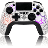 UHM Wireless Controller for P4, Wireless Remote Gamepad with Unique Cracked Design/8 Adjustable LED Colors/Programmable Back Buttons/Super Turbo/Gyro/Dual Vibration for P4/P3/PC,White
