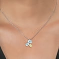 thumbnail image 3 of 925 Silver and 10K Yellow Gold Sky Blue Aquamarine and White Ethiopian Opal Pendant Necklace for Women (2.27 Cttw, Oval 8X6MM, 7X5MM and 6X4MM, Gemstone March Birthstone, with 18 inch Chain), 3 of 4