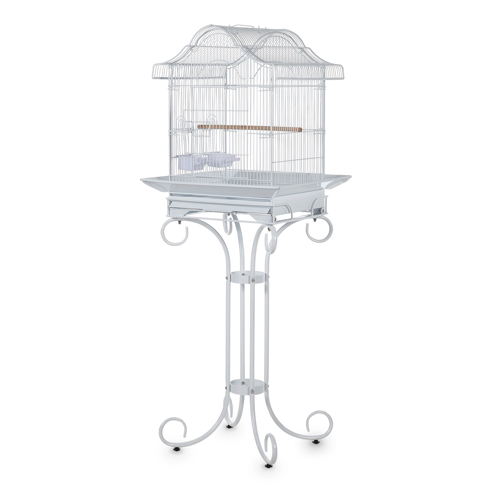 Panapinka 58" Heavy-Duty Wrought Iron Bird Cage with Play Top, Rolling tand, Stainless Bowls, Non-Toxic Coating, Easy-Clean Flight Cage for Parakeets, Cockatiels, Conures, Finches