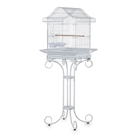 58" Large Bird Cage, Heavy-Duty Metal Flight Cage, Scalloped roof, scrolled stand, Removable Tray & Food Bowls, Easy Clean Non-Toxic Coating Birdcage for Parakeets, Cockatiels, Conures, Parrots