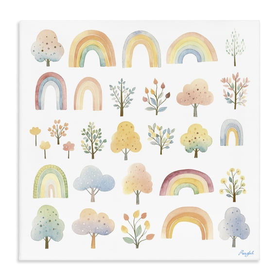 Stupell Industries Cottage Happy Rainbows & Foliage Canvas Art, 17 x 17, by Roozbeh