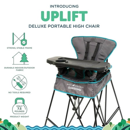 Baby Delight Go with Me Uplift Deluxe Portable High Infant Chair, Teal & Grey