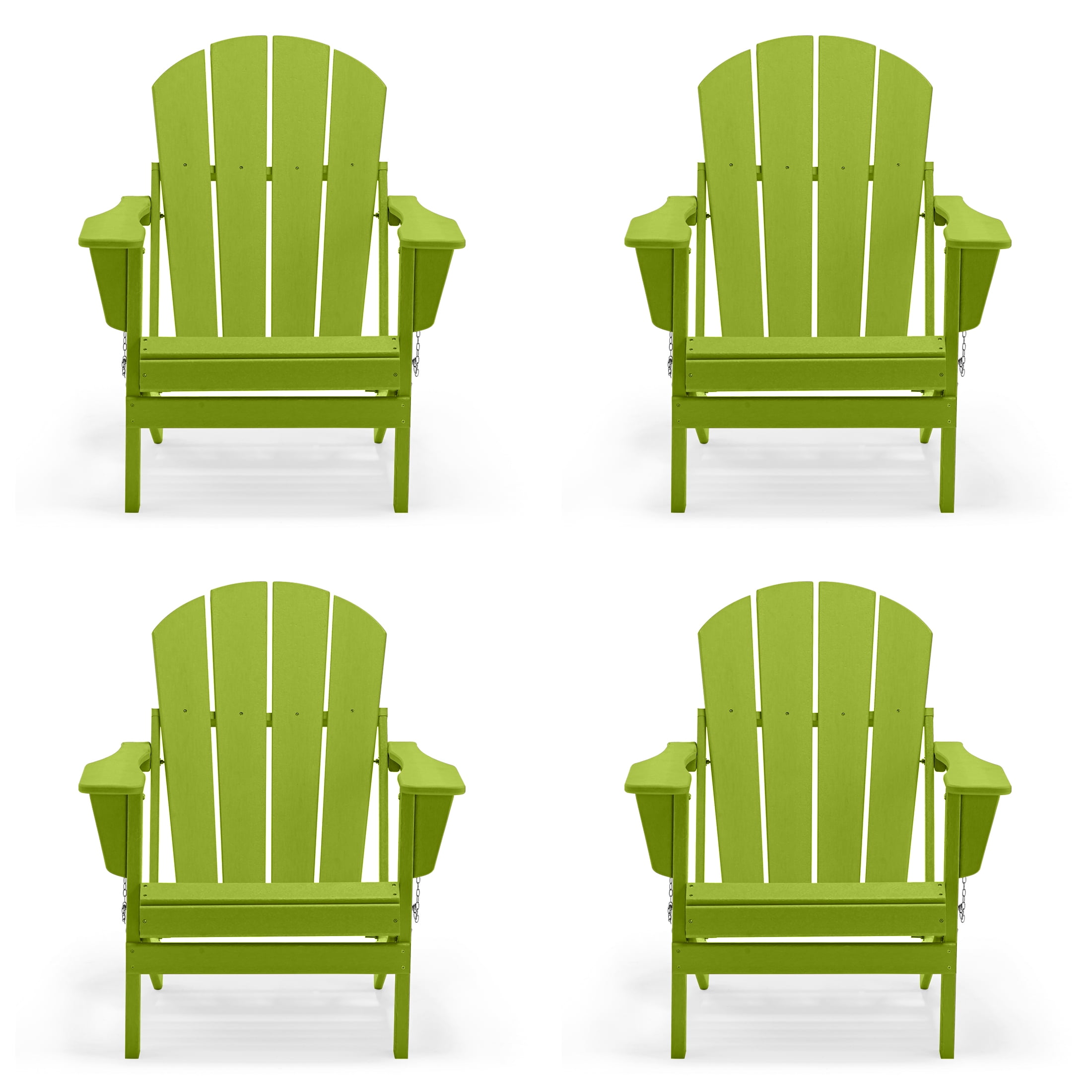 Folding Adirondack Lawn Chairs Set of 4 for Outdoor Patio Garden, Lime