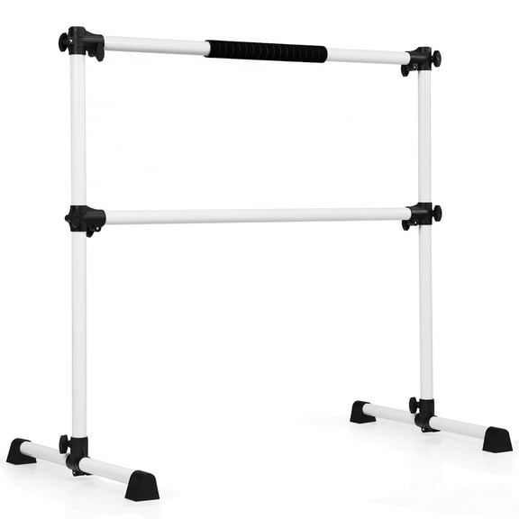 Goplus 4ft Portable Ballet Barre Freestanding Adjustable Double Dance Bar Silver