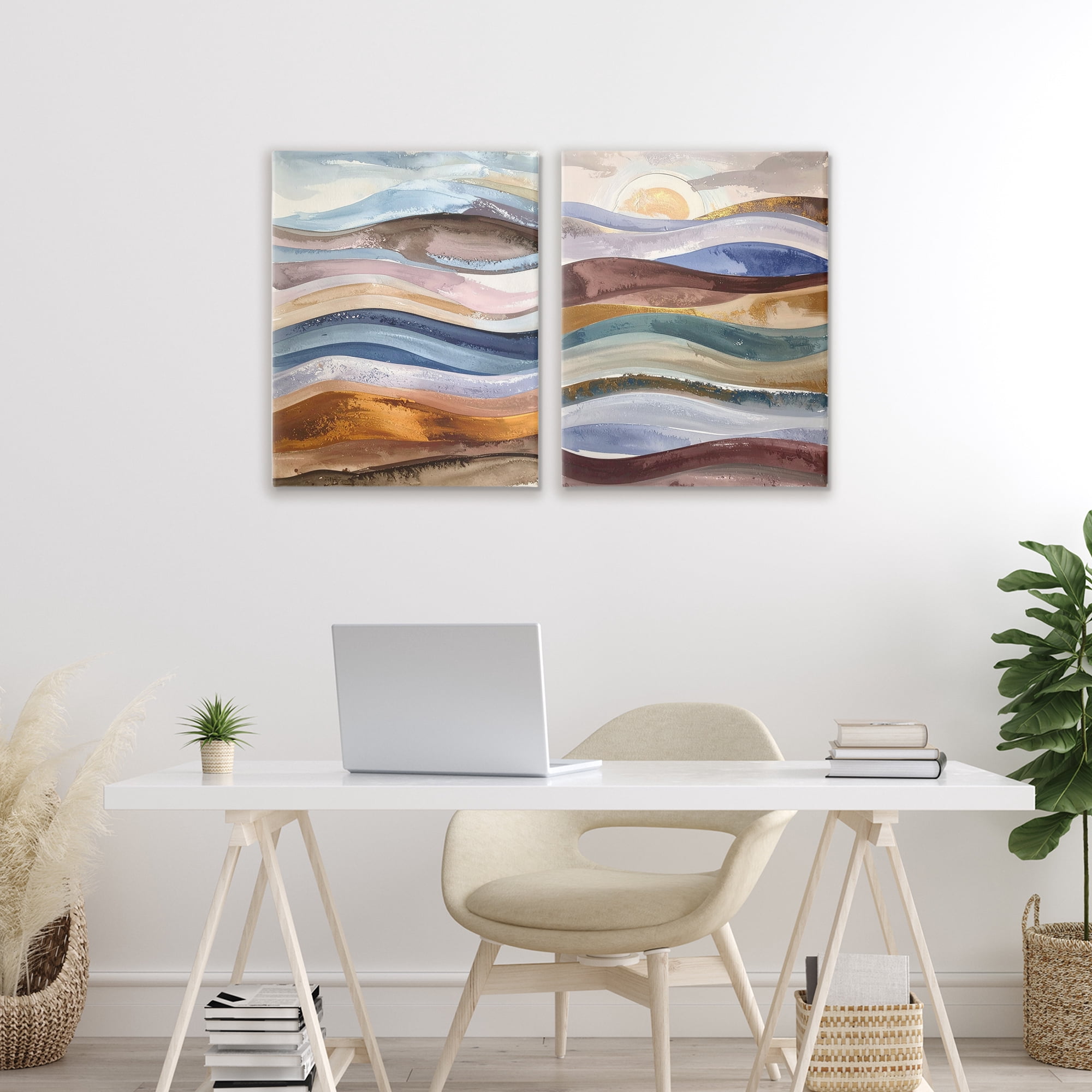 Stupell Industries Earthy Ocean Flow 2 Piece Canvas Wall Art Set, design by Alonza Saunders