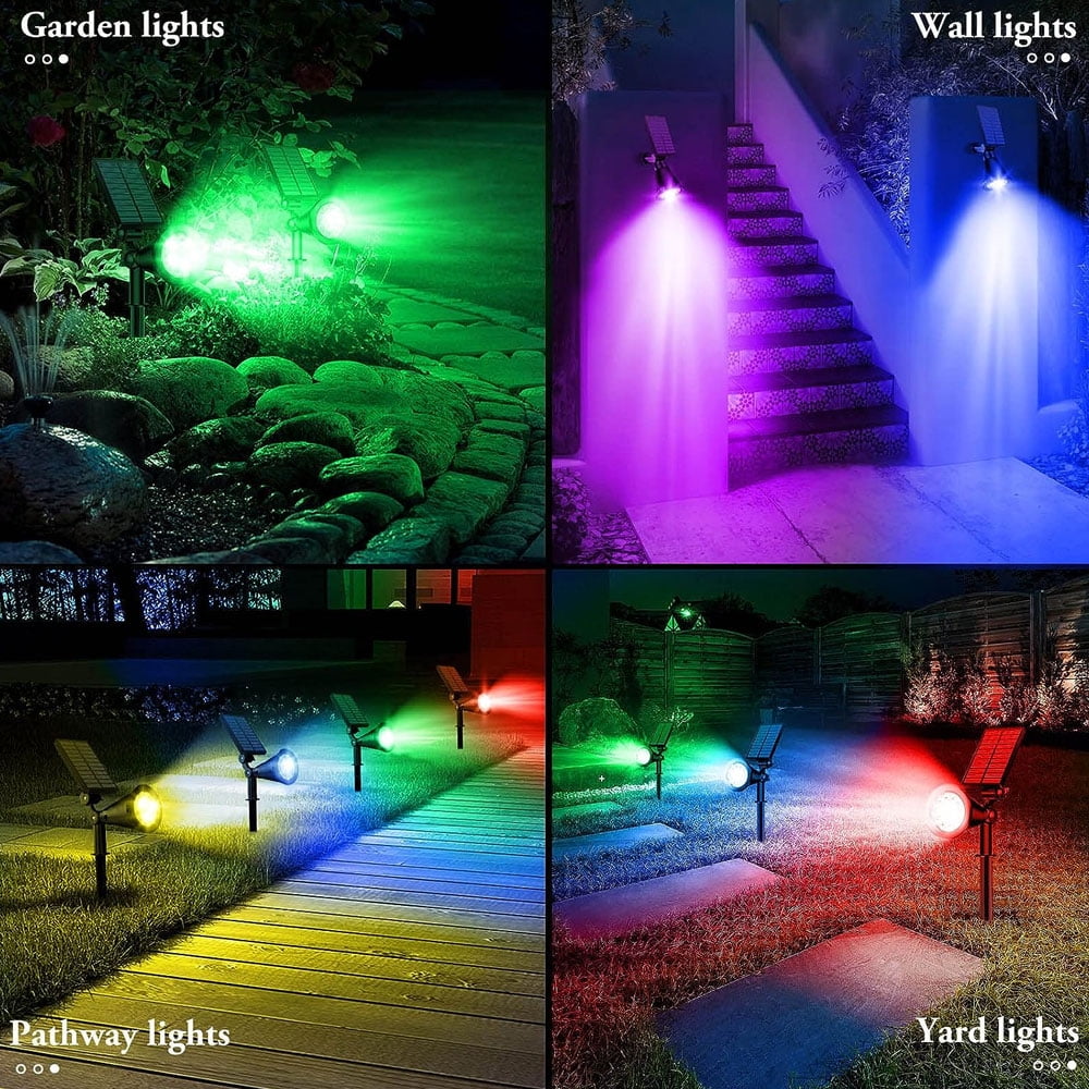 HAOAN Solar Spot Lights Outdoor, 18 LEDs Beads, Auto On/Off, IP67 Waterproof Solar Yard Spotlight Landscape Lighting Garden Wall Lights(Multi-colored)