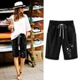 thumbnail image 3 of HomeGardon Shorts for Women Printed Elastic Waist for Casual with Casual Pockets Half Shorts Pants,S-XXL, 3 of 3