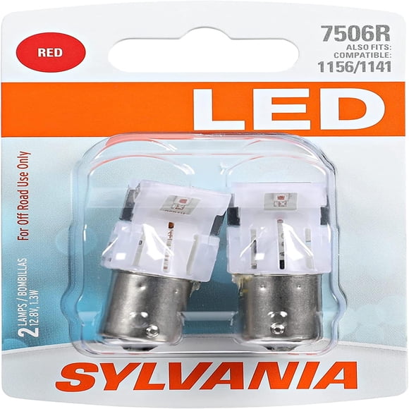 Par de minibombillas LED rojas SYLVANIA 7506 para vehículos