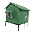 thumbnail image 3 of Casa para gatos al aire libre, casa para mascotas con patas elevadas, impermeable, de tela Oxford, cálida, tienda para gatos verde, 3 of 9