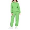 thumbnail image 3 of Cute Sweatshirts Children's Winter Solid Color Long Sleeve Hooded Pockets Sweatshirt Pants Sweatpants Casual Sports Two-piece Set Kids Green 120, 3 of 9