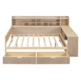 thumbnail image 6 of Royard Oaktree Full Size Wood Daybed with Book Shelves, Sofa Bed Frame with Drawers for Living Room, 6 of 7