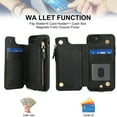 thumbnail image 4 of Wallet Case for Apple iPhone 7 / 8 / SE 3rd 2nd Gen 2022 & 2020, with Crossbody Shoulder Strap & Hand Wrist Cards Holder Zipper Pocket Stand Feature Full Protective Shockpoof Case for Women,Black, 4 of 7