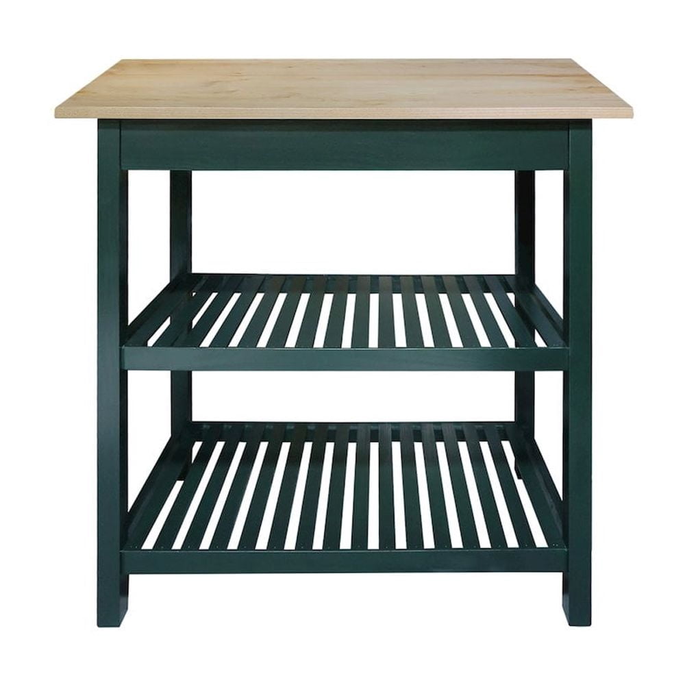 Kitchen Island with Solid American Hardwood Top, Hunter Green