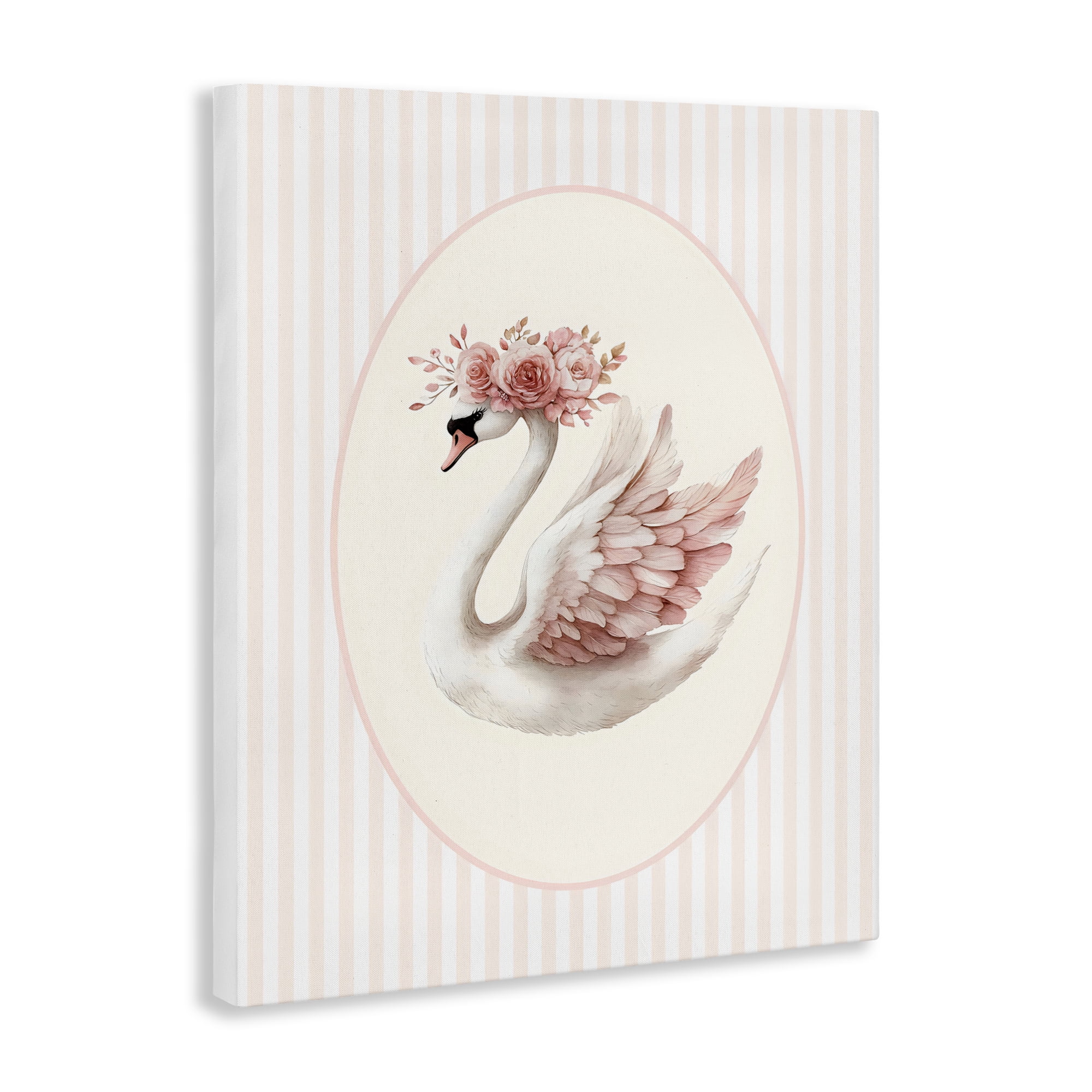 Stupell Industries Nursery Ballerina Swan Striped Canvas Wall Art, design by LSR Design Studio