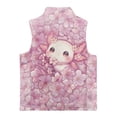 thumbnail image 5 of Uorisanigo Unisex Kids Fleece Vest Soft and Lightweight Sleeveless Pink Axolotl Print Jacket for Boys Girls, Fall Winter Warm Outwear with Pockets Puffer Vest Outdoor Layering, 5 of 7