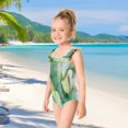 thumbnail image 5 of Girls Ruffle One Piece Swimsuit, Stretchy Fabric for Beach & Pool Activities Ginkgo Leaves, 5 of 8