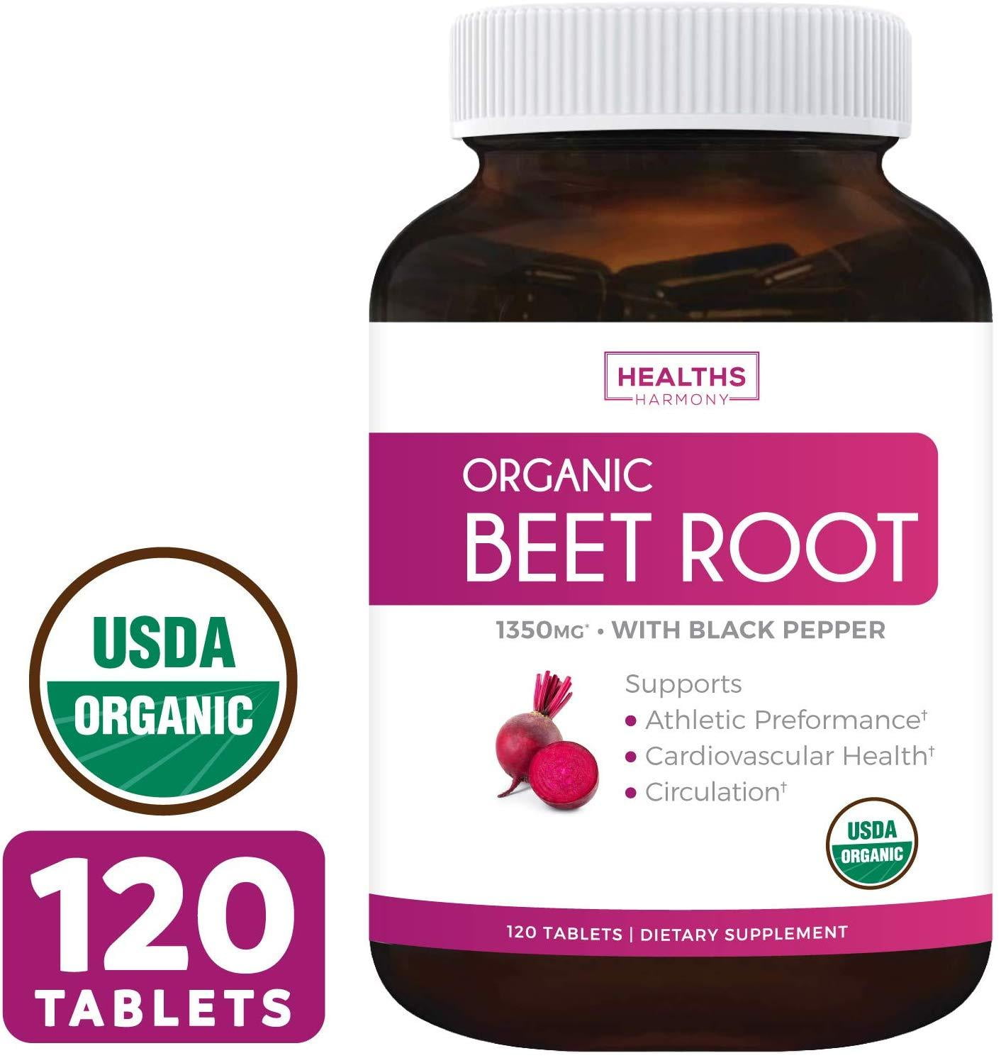 Healths Harmony Organic Beet Root Powder (120 Tablets) 1350mg Beets Per