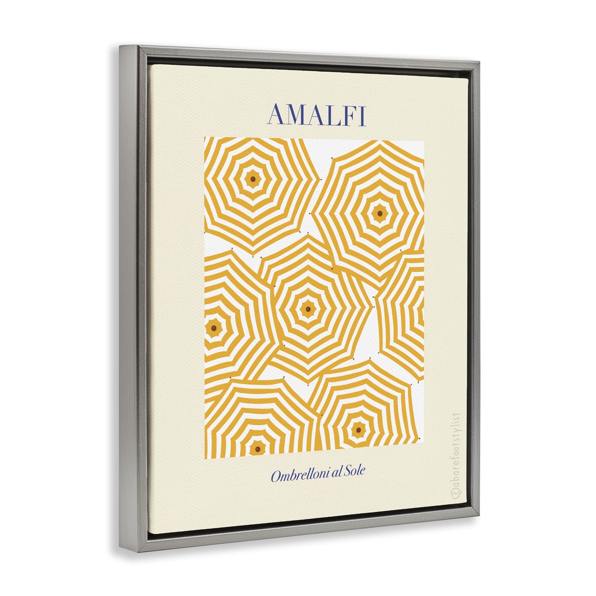 Stupell Industries Yellow Amalfi Umbrellas Gray Framed Floater Canvas Wall Art, design by A Barefoot Stylist