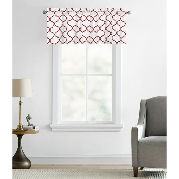 Regal Home Collections Oversized Shabby Lattice Trellis Rod Pocket Window Valances - Red