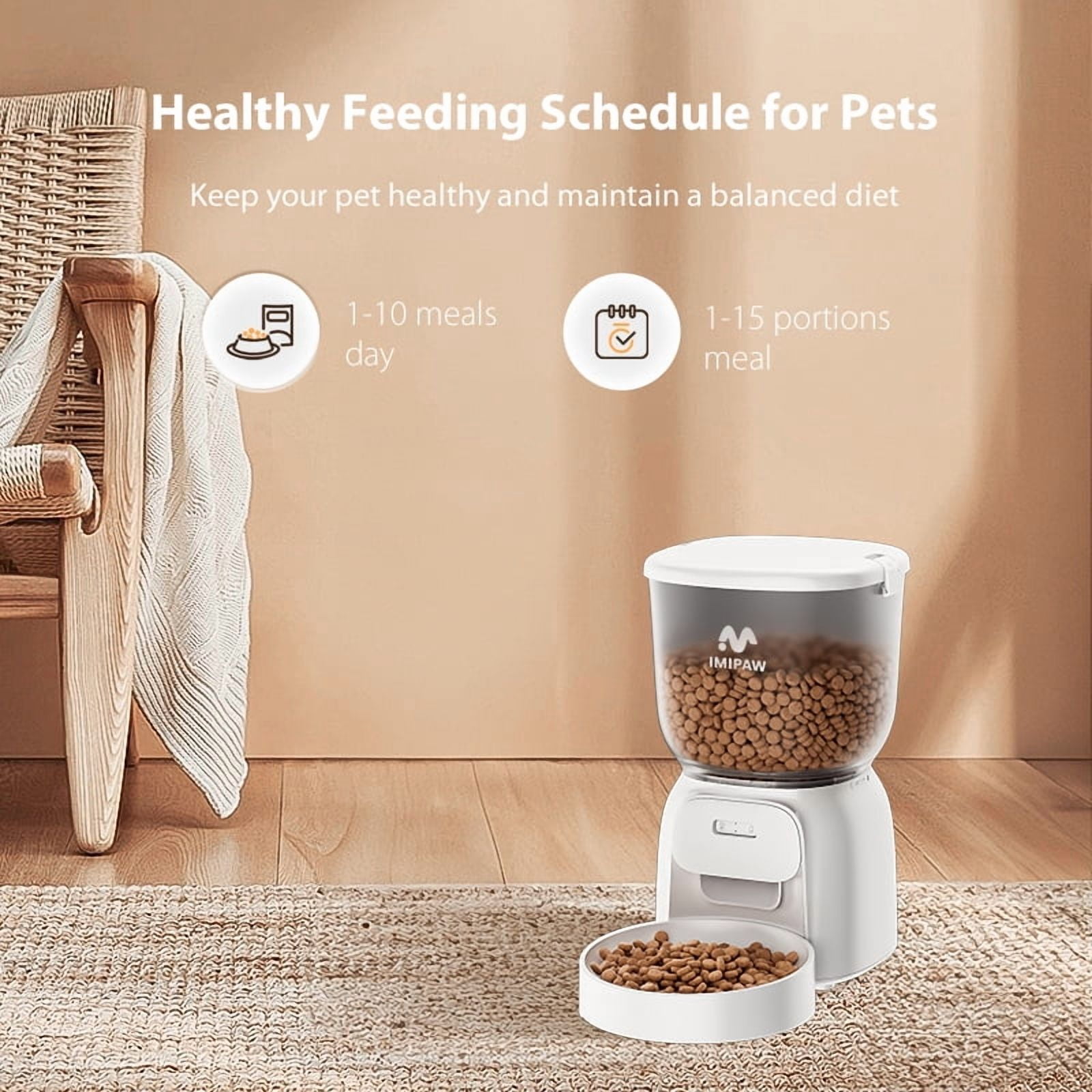 IMIPAW 4L WIFI Automatic Cat Feeder Smart Pet Feeder Cat Food Dispenser with App Remote Control