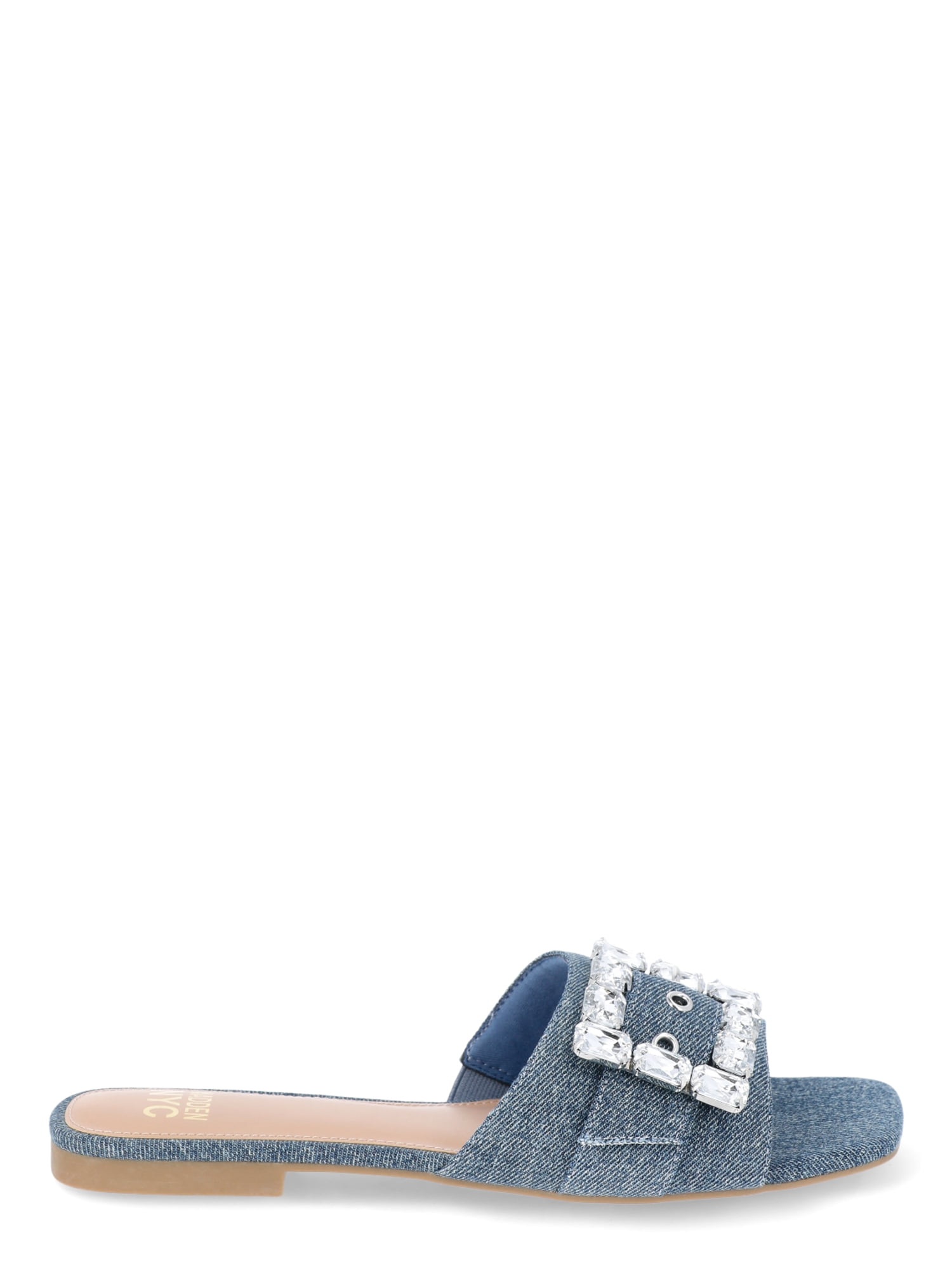 Madden NYC Women’s Broach Denim Slide Sandals